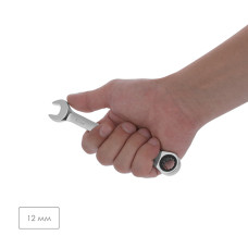 Ключ комбінований, з тріскачкою, 12 мм, Cr-V, професійний, DIN3113