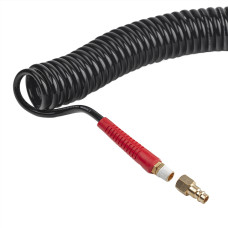 Шланг BLACK M-Flex 5,5×8 мм, 10 м, спіральний поліуретановий, з поворотним шарніром, латунними швидкороз'ємними з'єднаннями, STORM