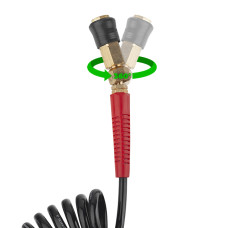 Шланг BLACK M-Flex 5,5×8 мм, 20 м, спіральний поліуретановий, з поворотним шарніром, латунними швидкороз'ємними з'єднаннями, STORM