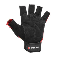 Рукавичка без пальців, шкіряна, посилення на долоні, вставки зі спандексу на тильній стороні, фіксація ремінцем на липучці, 10"