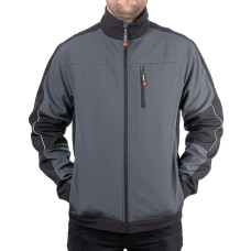 Куртка SOFTSHELL темно-сіро/чорна, тришарова, стрейч 300 GSM 100D, водо-/вітрозахист, 96% поліестер / 4% еластан, 3 кишені, L