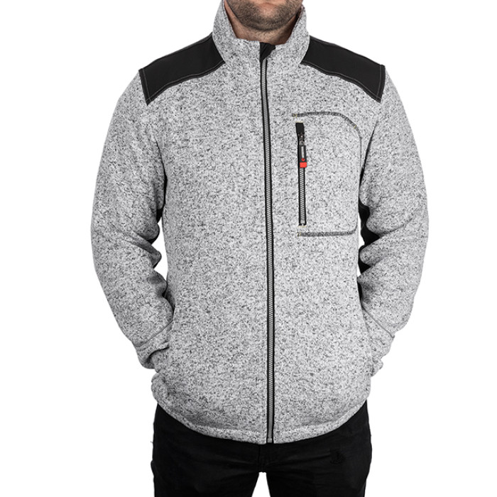 Куртка в'язана SOFTSHELL, сірого кольору з чорними вставками, 100% поліестер, щільність 270 г/м², кишеня на грудях і дві бічні, XXL