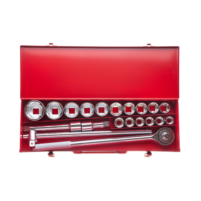 Набір інструментів, проф., 3/4", Cr-V, 20 од., головки: 19-50 мм, металевий кейс