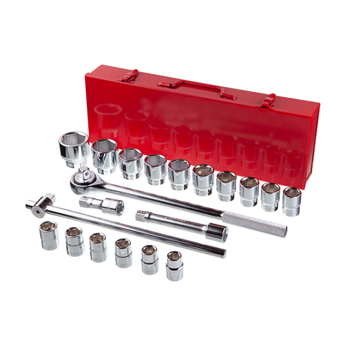 Набір інструментів, проф., 3/4", Cr-V, 20 од., головки: 19-50 мм, металевий кейс