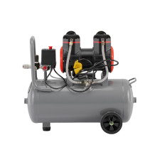 Компресор, 24 л, 1,5 кВт, 230 В, 8 атм, 250 л/хв, 2800 об/хв,  безмасляний, 2 циліндри, 68 дБ