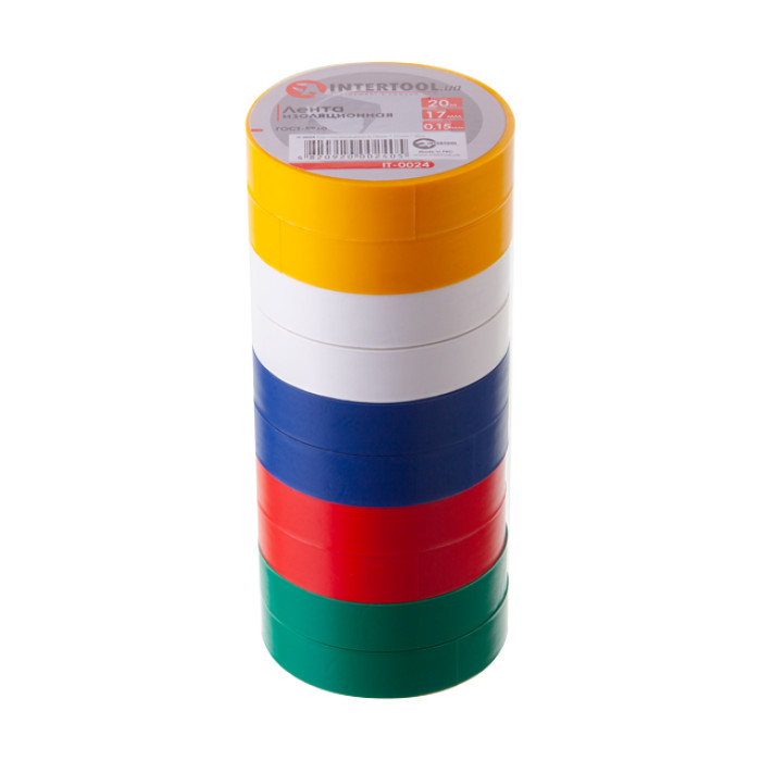 Стрічка ізоляційна 0.15 мм * 17 мм * 20 м, кольорова (10 од.)