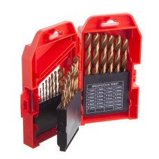 Набір свердел по металу DIN338 HSS, 25 шт. (1,0-13,0 мм), покриття Ti