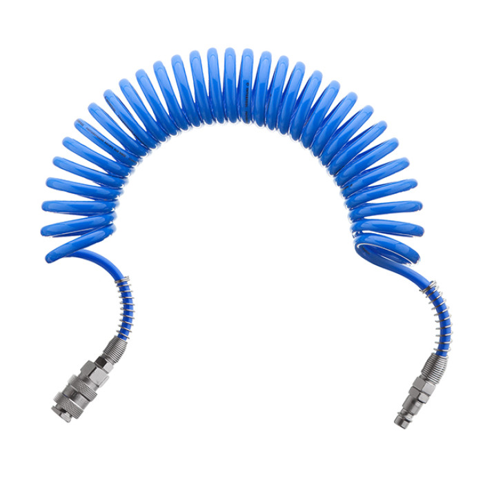 Шланг спіральний поліуретановий, 5,5×8 мм, 5 м, зі швидкороз'ємними з'єднаннями