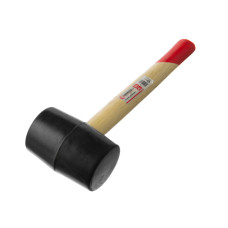 Киянка гумова, 470 г, 55 мм, чорна гума, дерев'яна ручка