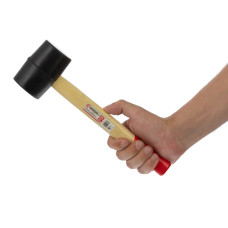 Киянка гумова, 470 г, 55 мм, чорна гума, дерев'яна ручка