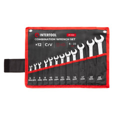 Набір ключів комбінованих, 12 шт., 6-22 мм, Cr-V, професійні, polishing, DIN3113, чохол