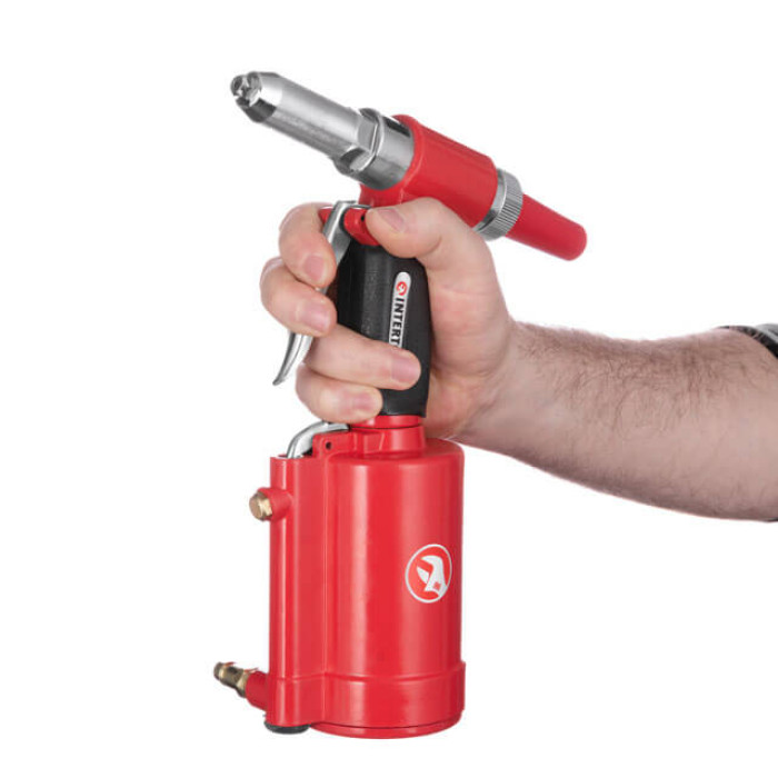 Пістолет заклепувальний, пневматичний, 3,2-4-4,8 мм, до 6 атм, 720 Нм, 10 л/хв, набір аксесуарів, кейс