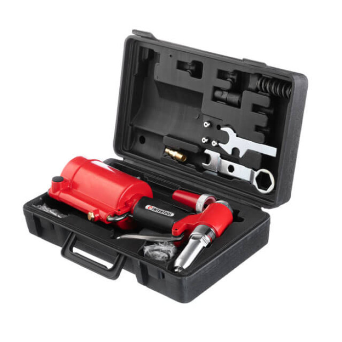 Пістолет заклепувальний, пневматичний, 3,2-4-4,8 мм, до 6 атм, 720 Нм, 10 л/хв, набір аксесуарів, кейс