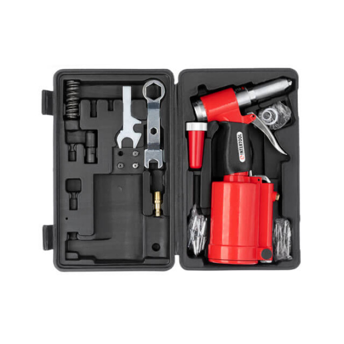 Пістолет заклепувальний, пневматичний, 3,2-4-4,8 мм, до 6 атм, 720 Нм, 10 л/хв, набір аксесуарів, кейс