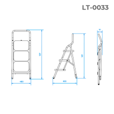 Драбина сталева, 3 сходини, 380×260 мм, висота: 1145 мм