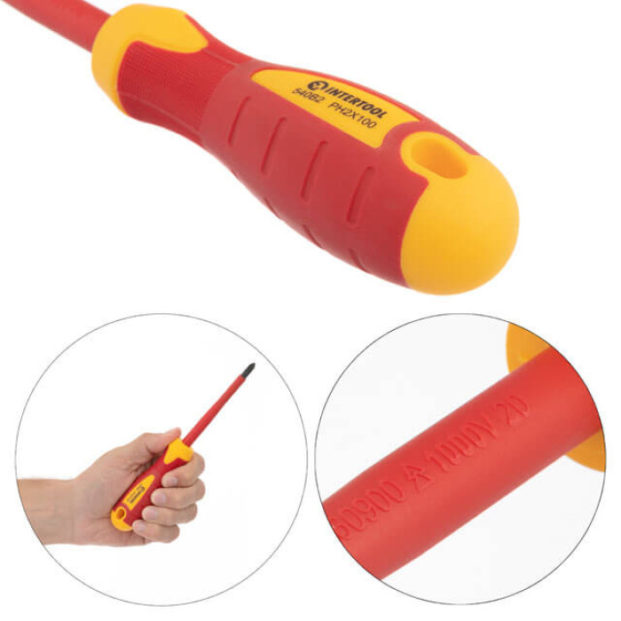 Набір ізольованих викруток з індикатором напруги, 4 од., VDE, Cr-V, 80-125 мм (SL1×5,5 мм, PH1, PH2, викрутка індикатор) STORM