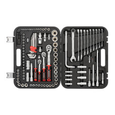 Набір інструментів STORM, 1/2" + 3/8" + 1/4", Cr-V, 126 од., головки: 4-32 мм, E8-E20, біти 38 од., подовж. головки: 8-17 мм, ключі: 8-19 мм, кейс