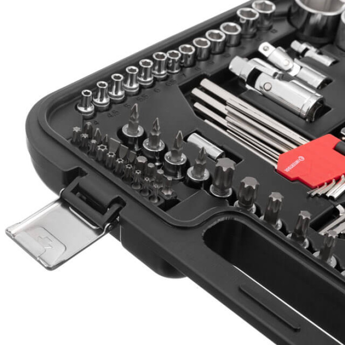 Набір інструментів STORM, 1/2" + 3/8" + 1/4", Cr-V, 126 од., головки: 4-32 мм, E8-E20, біти 38 од., подовж. головки: 8-17 мм, ключі: 8-19 мм, кейс