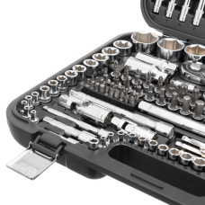 Набір інструментів STORM, 1/2" + 3/8" + 1/4", Cr-V, 156 од., головки: 4-32 мм, E4-E24, біти 40 од., подовж. головки: 4-19 мм, ключі: 8-19 мм, кейс