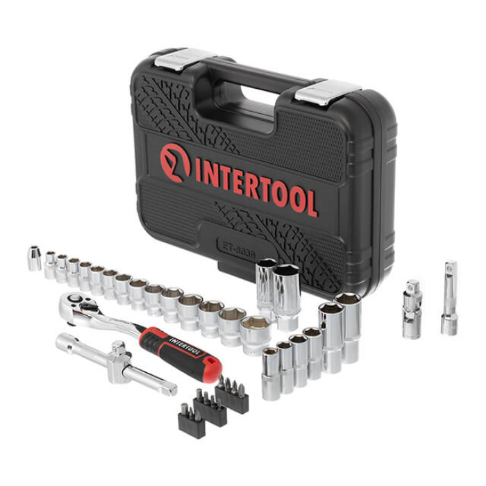Набір інструментів STORM, 3/8", Cr-V, 39 од., головки: 8-22 мм, біти 11 од., подовж. головки: 8-19 мм, кейс
