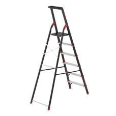 Драбина сталева, 6 сходинок, лоток для інвентарю, висота: 1787 мм, висота: висота до платформи: 1280 мм, 150 кг
