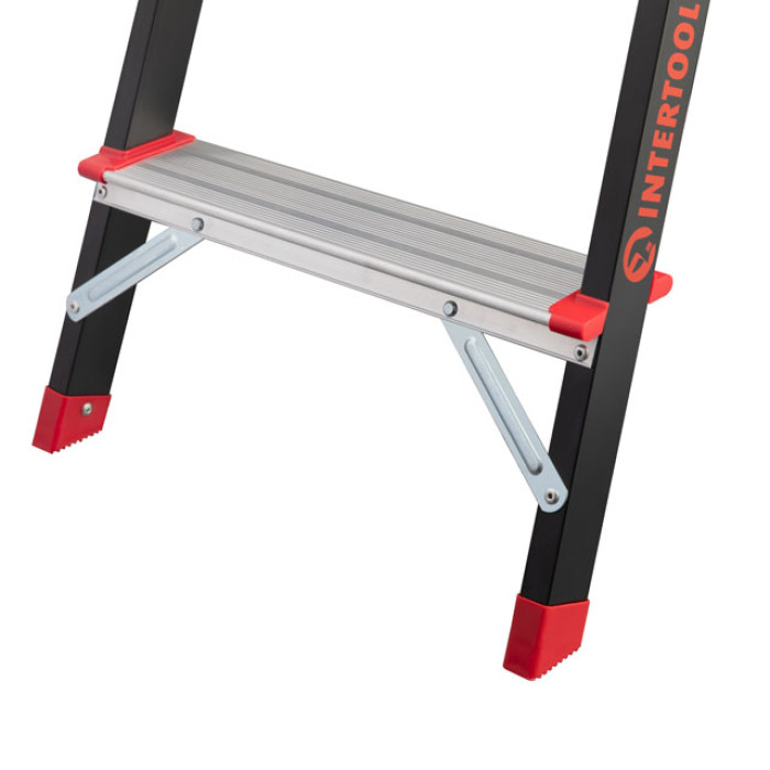 Драбина сталева, 6 сходинок, лоток для інвентарю, висота: 1787 мм, висота: висота до платформи: 1280 мм, 150 кг