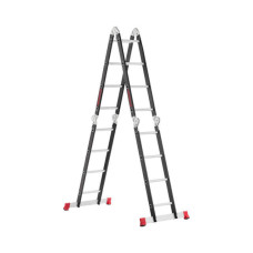 Драбина багатофункціональна трансформер, 4×4 сходинки, сталевий профіль, 4,45 м, 150 кг