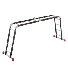 Драбина багатофункціональна трансформер, 4×4 сходинки, сталевий профіль, 4,45 м, 150 кг