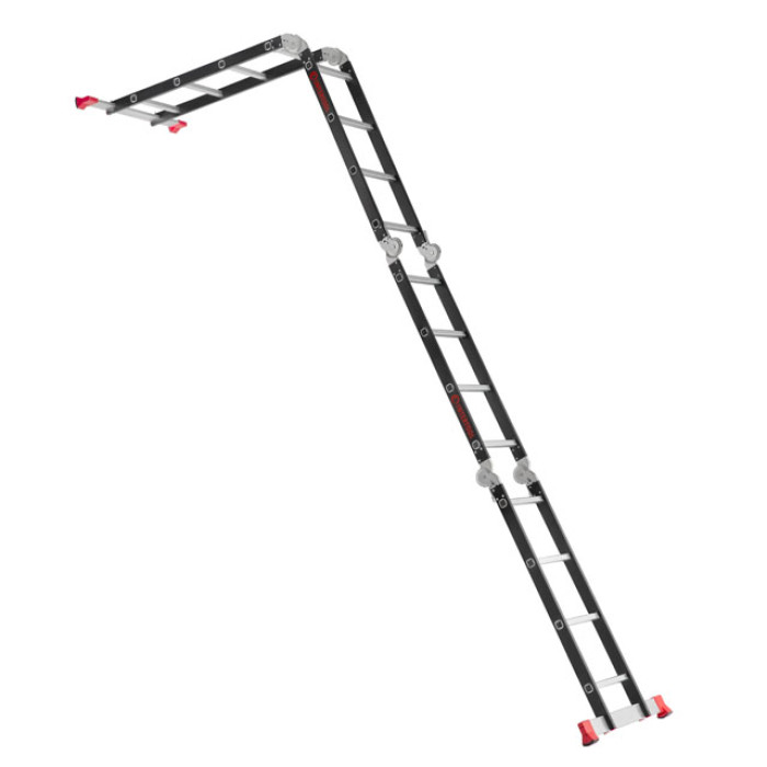 Драбина багатофункціональна трансформер, 4×4 сходинки, сталевий профіль, 4,45 м, 150 кг