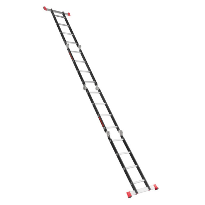 Драбина багатофункціональна трансформер, 4×4 сходинки, сталевий профіль, 4,45 м, 150 кг