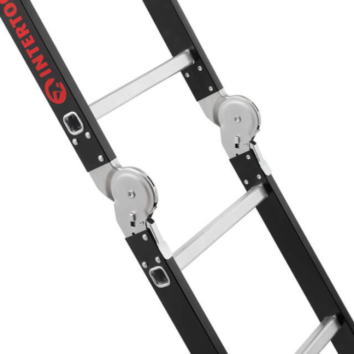 Драбина багатофункціональна трансформер, 4×4 сходинки, сталевий профіль, 4,45 м, 150 кг