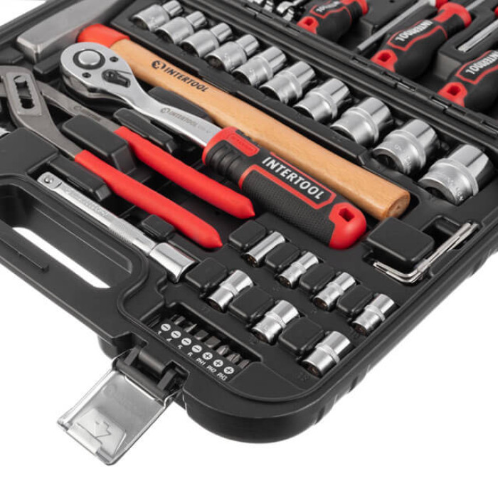 Набір інструментів STORM, 1/2", Cr-V, 56 од., головки: 8-27 мм, біти 14 од., ключі: 10-17 мм, кейс