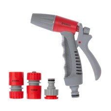 Пістолет-розпилювач для поливу, 3 режими, плавне регулювання потоку води, матеріали: ABS, PP, TPR, Brass, набір аксесуарів для підключення