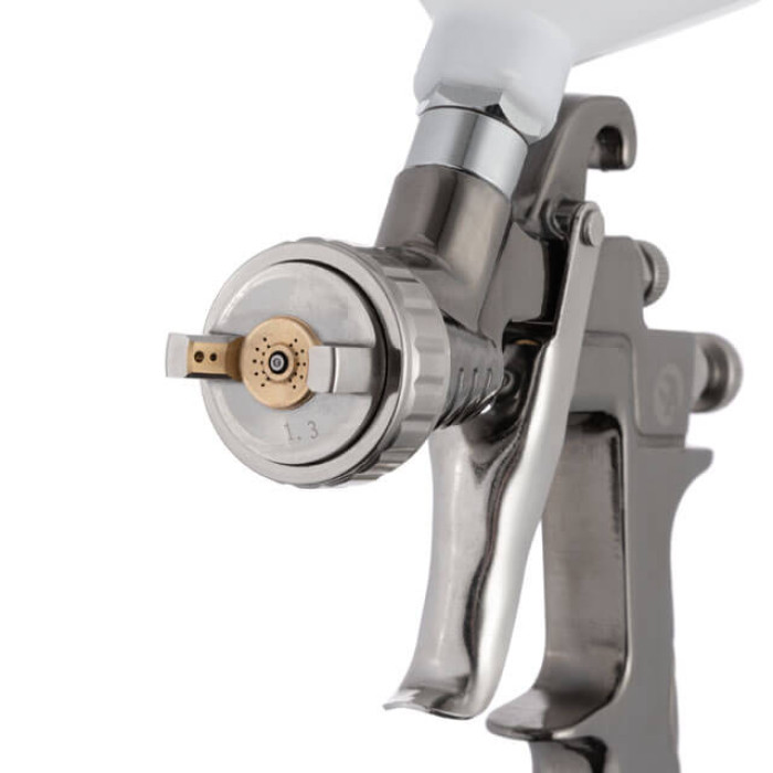 Краскопульт пневматичний LVLP, форсунка: 1,3 мм, верхній пластиковий бачок: 600 мл, 2 бар, STORM