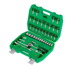 Набір інструментів, 1/4", 46 од., головки: 4-14 мм, біти 21 од., кейс