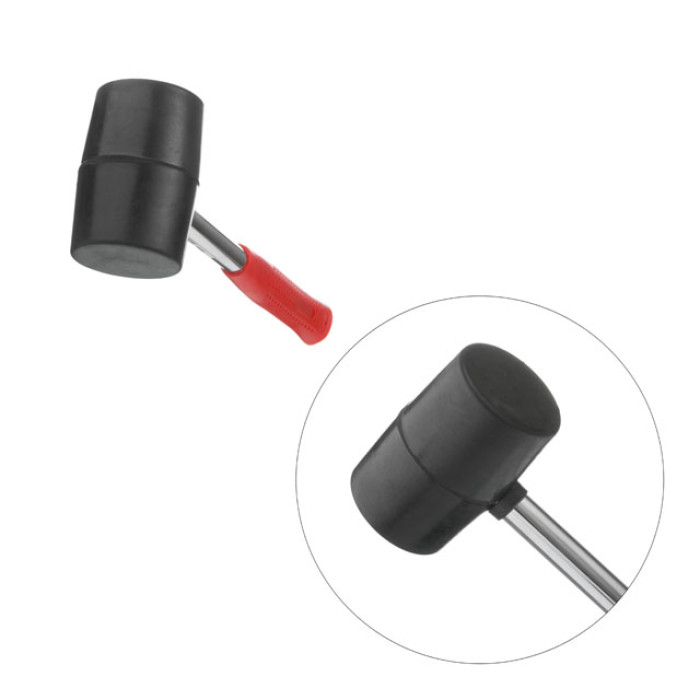 Киянка гумова, 480 г, 55 мм, чорна гума, металева ручка