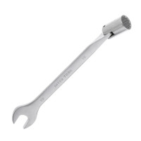 Ключ рожково-накидний, шарнірний, 19 мм,, Cr-V, покриття: сатин-хром