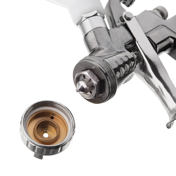 Фарбопульт пневматичний LVLP, форсунка: 1,3 мм, з редуктором, пластиковий бачок: 600 мл, 2 бар