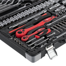 Набір інструментів, проф., 1/2" + 1/4", Cr-V, 119 од., головки: 4-32 мм, E4-E22, біти 43 од., ключі: 6-27 мм, кейс