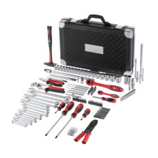 Набір інструментів, проф., 1/2" + 1/4", Cr-V, 145 од., головки: 4-32 мм, біти 43 од., ключі: 6-27 мм, кейс