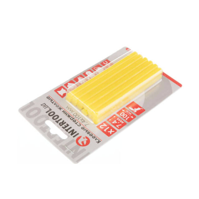 Комплект клейових стрижнів жовтих, 7,4×100 мм, 12 шт.