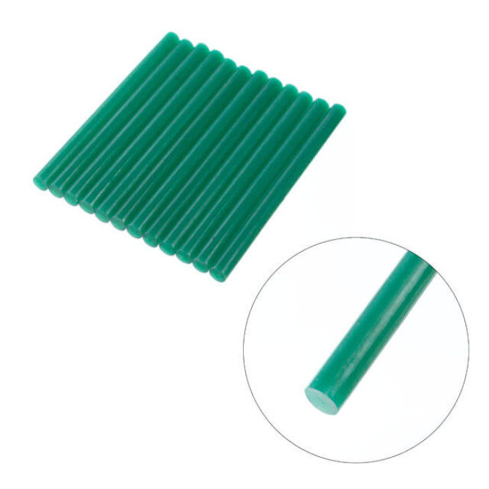 Комплект клейових стрижнів зелених, 7,4×100 мм, 12 шт.