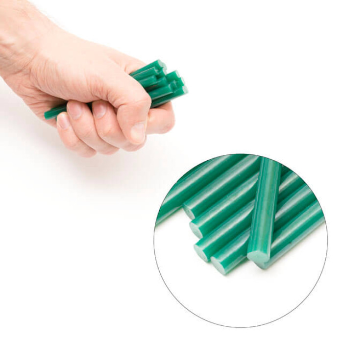 Комплект клейових стрижнів зелених, 7,4×100 мм, 12 шт.