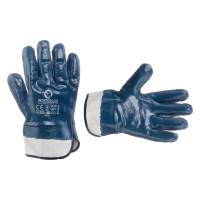 Рукавичка захисна на трикотажній основі з повним нітриловим покриттям, 10,5", 120 пар, маслостійка, утеплена, з твердим манжетом, синя