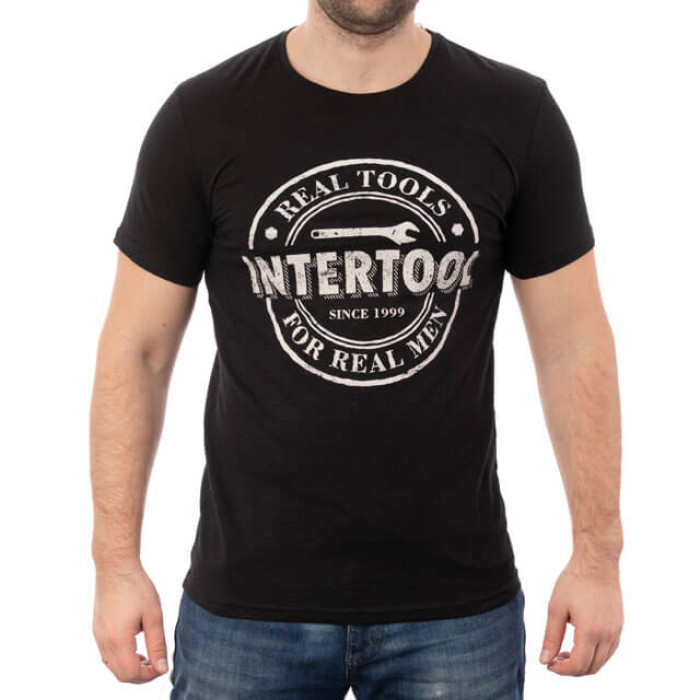 Футболка INTERTOOL чорна, S, 100% бавовна