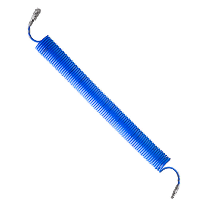 Шланг спіральний поліуретановий, 5,5×8 мм, 20 м, зі швидкороз'ємними з'єднаннями