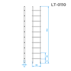 Драбина алюмінієва приставна, 10 сходів, 2,84 м, 150 кг