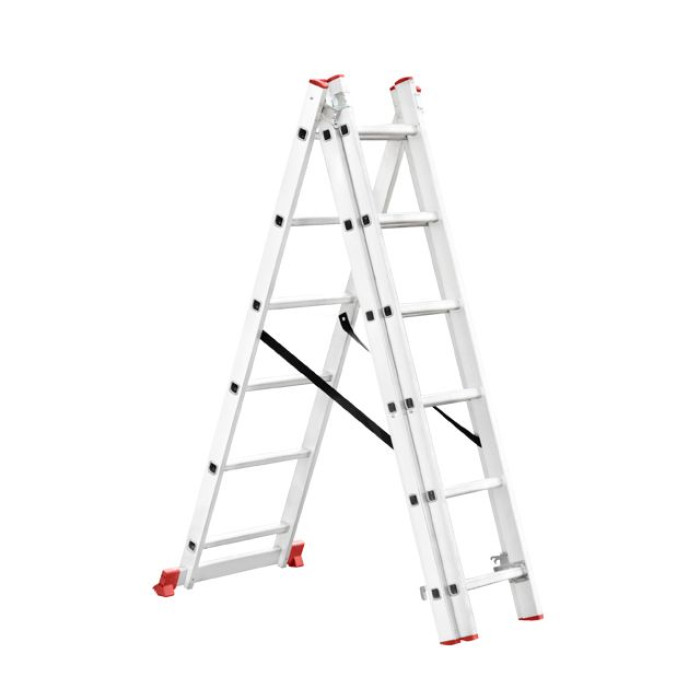 Драбина алюмінієва, 3‑секційна універсальна розкладна, 3×6 сход., 3,41 м, 150 кг