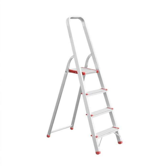 Драбина алюмінієва, 4 сходинки, висота: 1350 мм, висота до платформи: 850 мм, 150 кг