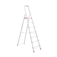 Драбина алюмінієва, 7 сходинок, висота: 2005 мм, висота до платформи: 1500 мм, 150 кг